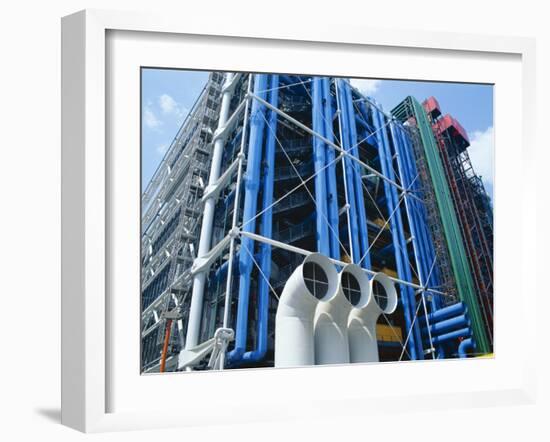 Colourful Pipework on Exterior of the Centre Pompidou (Pompidou Centre), Beaubourg, Paris, France-Hans Peter Merten-Framed Photographic Print