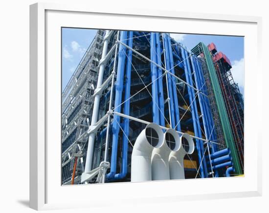 Colourful Pipework on Exterior of the Centre Pompidou (Pompidou Centre), Beaubourg, Paris, France-Hans Peter Merten-Framed Photographic Print