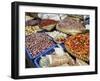 Colourful produce of peppers, garlic, onions, peanuts and shallots, at a market in Denpasar, Bali,-Melissa Kuhnell-Framed Photographic Print