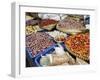 Colourful produce of peppers, garlic, onions, peanuts and shallots, at a market in Denpasar, Bali,-Melissa Kuhnell-Framed Photographic Print