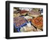 Colourful produce of peppers, garlic, onions, peanuts and shallots, at a market in Denpasar, Bali,-Melissa Kuhnell-Framed Photographic Print