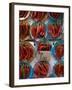 Colourful Red Chillies on Blue Plates on a Market Stall in Kuching, Sarawakn Borneo-Annie Owen-Framed Photographic Print