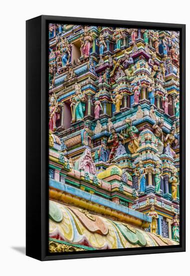 Colourful roof detail on the Sri Mahamariamman Temple in Kuala Lumpur, Malaysia-Chris Mouyiaris-Framed Stretched Canvas