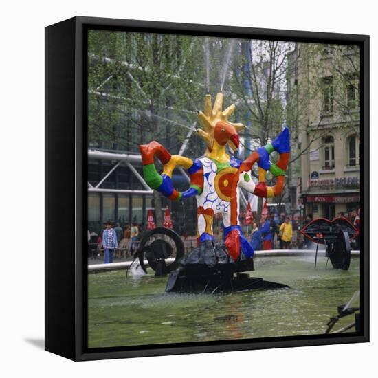 Colourful Sculptures of the Tinguely Fountain, Pompidou Centre, Beaubourg, Paris, France, Europe-Roy Rainford-Framed Stretched Canvas