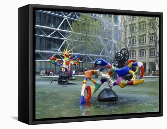 Colourful Sculptures of the Tinguely Fountain, Pompidou Centre, Beaubourg, Paris, France, Europe-Nigel Francis-Framed Stretched Canvas