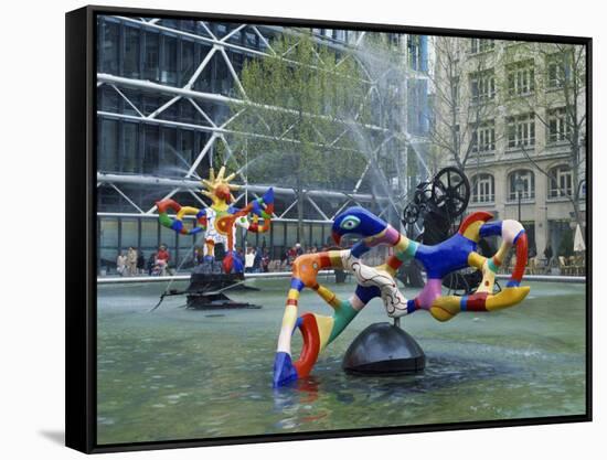 Colourful Sculptures of the Tinguely Fountain, Pompidou Centre, Beaubourg, Paris, France, Europe-Nigel Francis-Framed Stretched Canvas