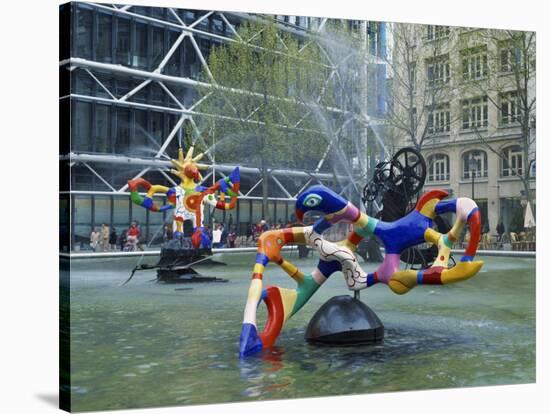 Colourful Sculptures of the Tinguely Fountain, Pompidou Centre, Beaubourg, Paris, France, Europe-Nigel Francis-Stretched Canvas