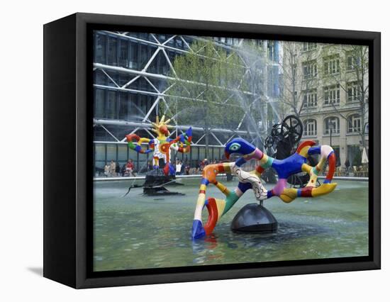 Colourful Sculptures of the Tinguely Fountain, Pompidou Centre, Beaubourg, Paris, France, Europe-Nigel Francis-Framed Stretched Canvas