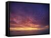 Colourful Skies at Dusk, over Seascape, New Zealand, Pacific-Jeremy Bright-Framed Stretched Canvas