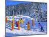 Colourful Skiing, Les Arcs, France, 2018-Andrew Macara-Mounted Giclee Print