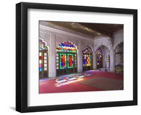 Colourful Stained Glass in the Maharaja's Throne Room, Meherangarh Fort Museum, Jodhpur, India-Eitan Simanor-Framed Photographic Print