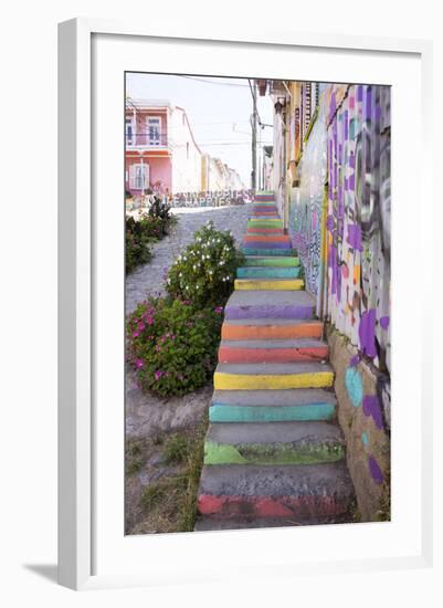 Colourful Street, Valparaiso, Chile-Peter Groenendijk-Framed Photographic Print