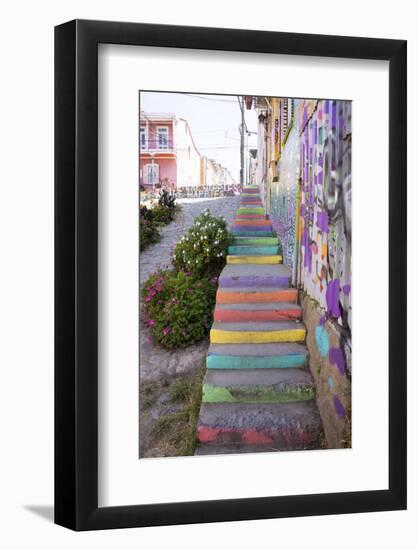 Colourful Street, Valparaiso, Chile-Peter Groenendijk-Framed Photographic Print