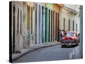 Colourful Street With Traditional Old American Car Parked, Old Havana, Cuba, West Indies, Caribbean-Martin Child-Stretched Canvas