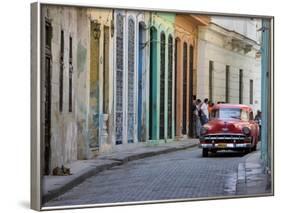 Colourful Street With Traditional Old American Car Parked, Old Havana, Cuba, West Indies, Caribbean-Martin Child-Framed Photographic Print