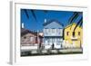 Colourful Stripes Decorate Traditional Beach House Style on Houses in Costa Nova, Portugal, Europe-Alex Treadway-Framed Photographic Print