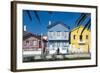 Colourful Stripes Decorate Traditional Beach House Style on Houses in Costa Nova, Portugal, Europe-Alex Treadway-Framed Photographic Print