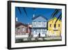 Colourful Stripes Decorate Traditional Beach House Style on Houses in Costa Nova, Portugal, Europe-Alex Treadway-Framed Photographic Print