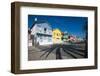 Colourful Stripes Decorate Traditional Beach House Style on Houses in Costa Nova, Portugal, Europe-Alex Treadway-Framed Photographic Print