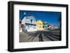 Colourful Stripes Decorate Traditional Beach House Style on Houses in Costa Nova, Portugal, Europe-Alex Treadway-Framed Photographic Print