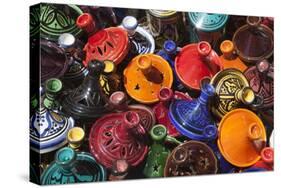 Colourful Tajines, Essaouira, Atlantic Coast, Morocco, North Africa, Africa-Stuart Black-Stretched Canvas