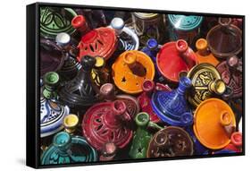 Colourful Tajines, Essaouira, Atlantic Coast, Morocco, North Africa, Africa-Stuart Black-Framed Stretched Canvas