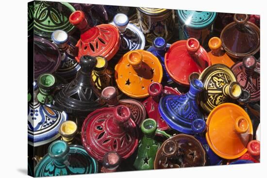 Colourful Tajines, Essaouira, Atlantic Coast, Morocco, North Africa, Africa-Stuart Black-Stretched Canvas