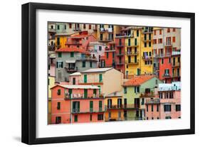 Colourful Texture of Manarola City of Cinque Terre - Italy.-Blaz Kure-Framed Photographic Print