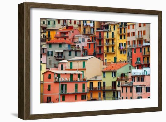 Colourful Texture Of Manarola City Of Cinque Terre - Italy-Blaz Kure-Framed Art Print