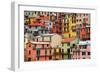 Colourful Texture Of Manarola City Of Cinque Terre - Italy-Blaz Kure-Framed Art Print