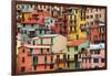 Colourful Texture Of Manarola City Of Cinque Terre - Italy-Blaz Kure-Framed Art Print