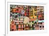 Colourful Texture Of Manarola City Of Cinque Terre - Italy-Blaz Kure-Framed Art Print