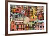 Colourful Texture Of Manarola City Of Cinque Terre - Italy-Blaz Kure-Framed Art Print