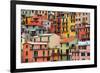 Colourful Texture Of Manarola City Of Cinque Terre - Italy-Blaz Kure-Framed Art Print