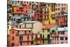 Colourful Texture Of Manarola City Of Cinque Terre - Italy-Blaz Kure-Stretched Canvas