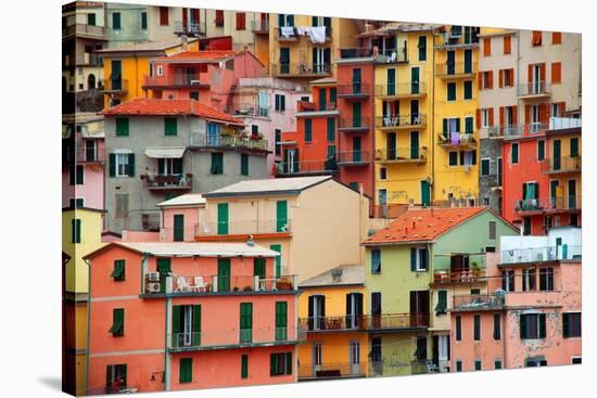 Colourful Texture Of Manarola City Of Cinque Terre - Italy-Blaz Kure-Stretched Canvas