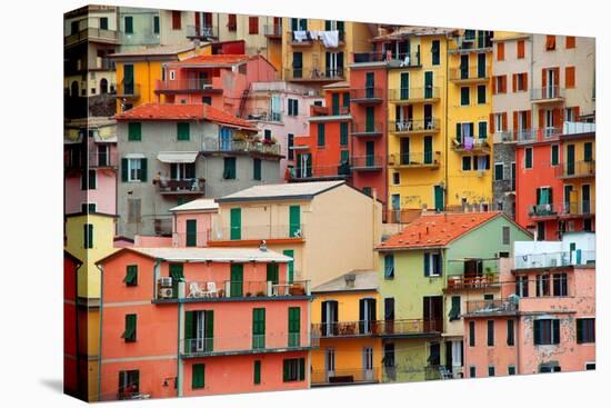 Colourful Texture Of Manarola City Of Cinque Terre - Italy-Blaz Kure-Stretched Canvas