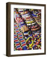 Colourful Traditional African Souvenirs on Beachfront, Durban, Kwazulu-Natal, South Africa-Ian Trower-Framed Photographic Print