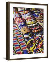 Colourful Traditional African Souvenirs on Beachfront, Durban, Kwazulu-Natal, South Africa-Ian Trower-Framed Photographic Print