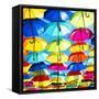 Colourful Umbrellas Square Collection - Blue Sky-Philippe Hugonnard-Framed Stretched Canvas