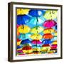 Colourful Umbrellas Square Collection - Blue Sky-Philippe Hugonnard-Framed Photographic Print