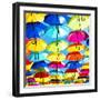 Colourful Umbrellas Square Collection - Blue Sky-Philippe Hugonnard-Framed Photographic Print