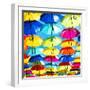 Colourful Umbrellas Square Collection - Blue Sky-Philippe Hugonnard-Framed Photographic Print