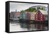 Colourful Wooden Warehouses on Wharf Beside the Nidelva River-Eleanor Scriven-Framed Stretched Canvas