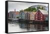 Colourful Wooden Warehouses on Wharf Beside the Nidelva River-Eleanor Scriven-Framed Stretched Canvas