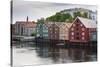 Colourful Wooden Warehouses on Wharf Beside the Nidelva River-Eleanor Scriven-Stretched Canvas