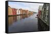 Colourful Wooden Warehouses on Wharves Beside the Nidelva River-Eleanor Scriven-Framed Stretched Canvas