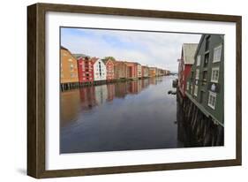 Colourful Wooden Warehouses on Wharves Beside the Nidelva River-Eleanor Scriven-Framed Photographic Print