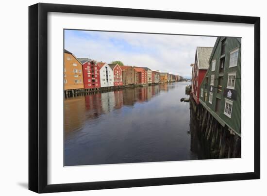 Colourful Wooden Warehouses on Wharves Beside the Nidelva River-Eleanor Scriven-Framed Photographic Print