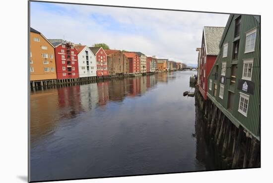 Colourful Wooden Warehouses on Wharves Beside the Nidelva River-Eleanor Scriven-Mounted Photographic Print